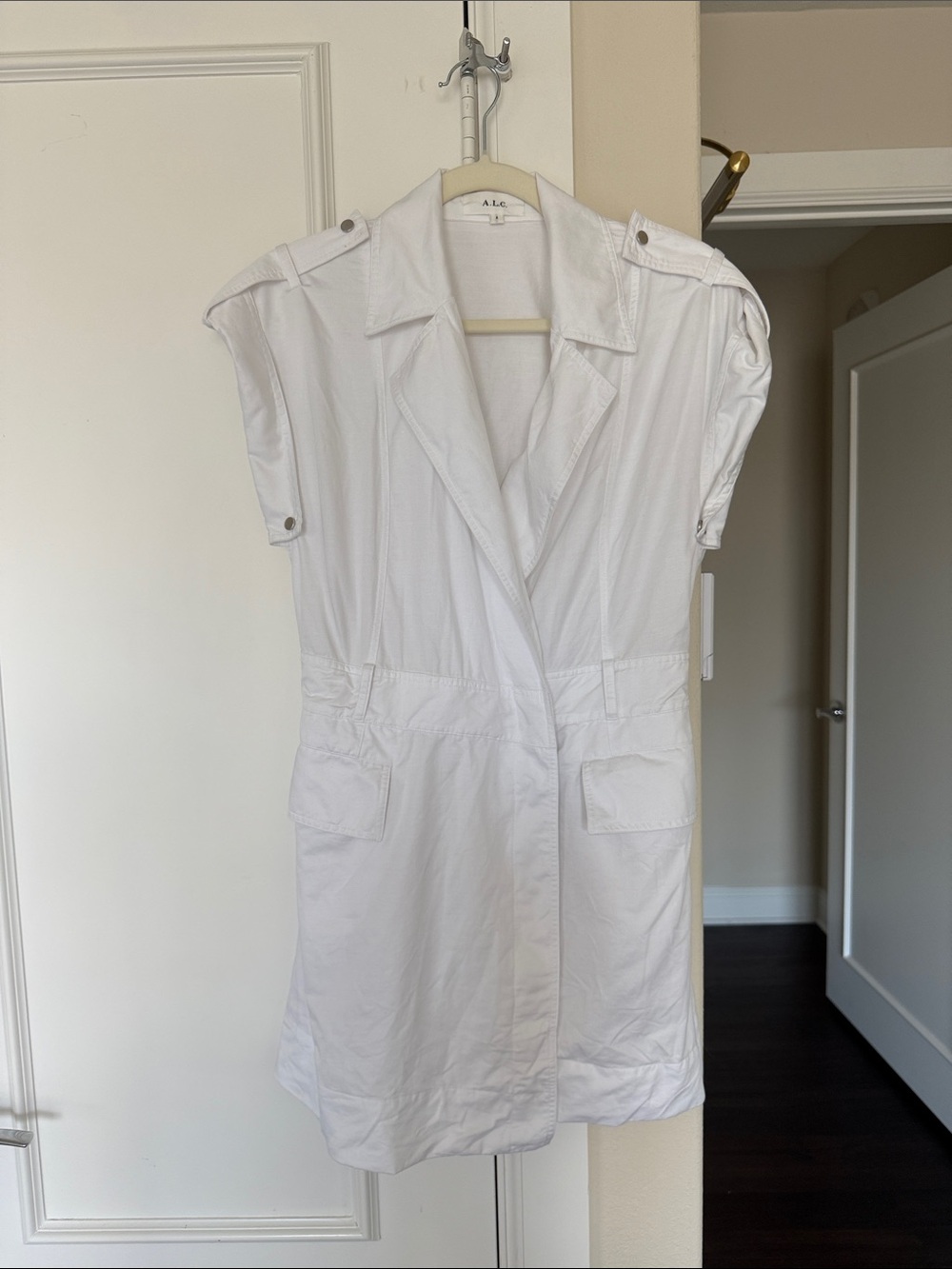 A.L.C. White Utility Short Sleeve Trench Jacket